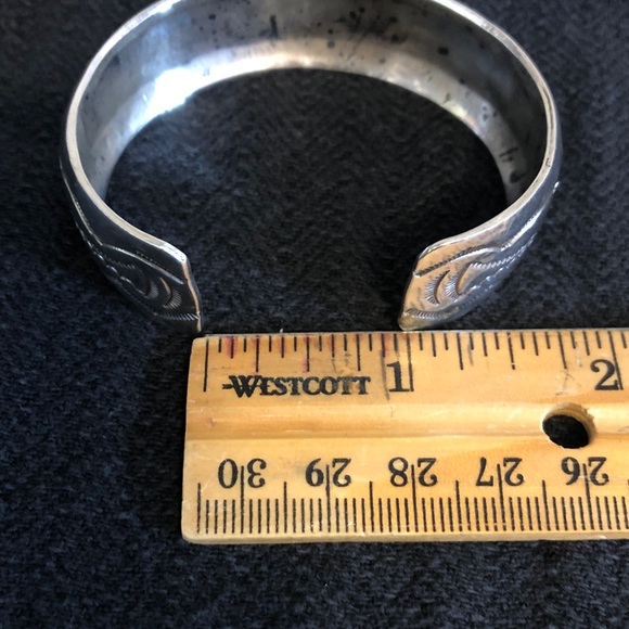 DELVIN NELSON Navajo Sterling Turquoise & Coral Inlay Cuff Bracelet Please Read - Picture 5 of 8